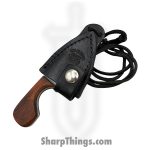 Anza Knives - ANZA-NK-09 - Charlie's Neck Knife - Fixed Blade Knife - Carbon Steel Satin Drop Point - Walnut - Brown - Image 6