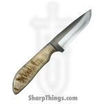 Anza Knives - ANZA-RCR-10 - Rancher - Fixed Blade Knife - Carbon Steel Satin Drop Point - Sheep Horn - Tan Multi - Image 2