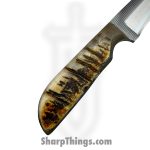 Anza Knives - ANZA-RCR-11 - Rancher - Fixed Blade Knife - Carbon Steel Satin Drop Point - Sheep Horn - Tan Multi - Image 5