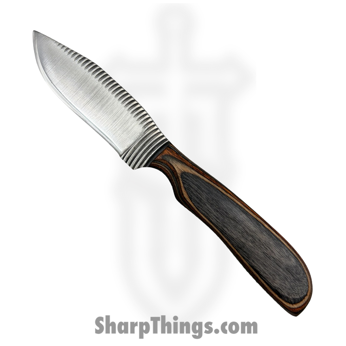 ANZA-WF-08_1.jpg Anza Knives - ANZA-WF-08 - Border Knife - Fixed Blade Knife - Carbon Steel Satin Curvetooth - Buckskin - Brown Multi - Image 1