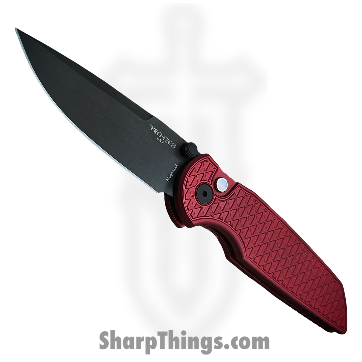 BST26-INT-2_1.jpg ProTech - BST26.INT.2 - TR-3 Integrity - Folding Knife - CPM MagnaCut Coated Spear Point - "Relic" Aluminum - Red - Image 1