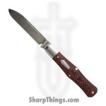 Jack Wolf Knives - COFFI-01-FC-LAVA - Coffin - Folding Knife - 14C28N Satin Sheepsfoot - Fat Carbon - Lava Flow