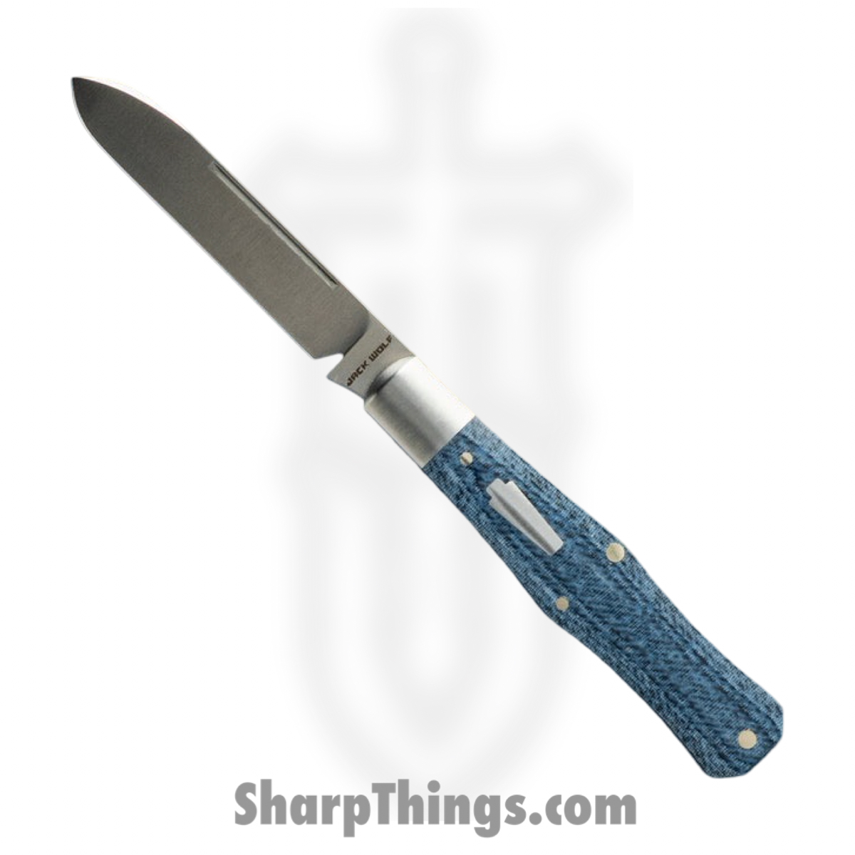 COFFI-01-VIB-LIN-DEN_1.jpg Jack Wolf Knives - COFFI-01-VIB-LIN-DEN - Coffin - Folding Knife - 14C28N Satin Sheepsfoot - Linen Micarta - Vibe Denim - Image 1