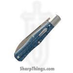 Jack Wolf Knives - COFFI-01-VIB-LIN-DEN - Coffin - Folding Knife - 14C28N Satin Sheepsfoot - Linen Micarta - Vibe Denim - Image 3
