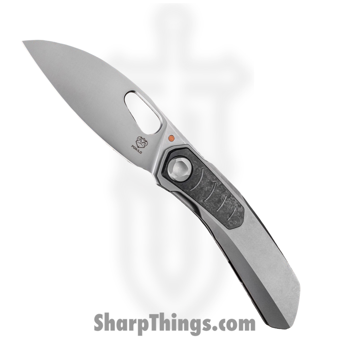 COL-CRA-STDPSW-398-TI_1.jpg Poikilo Blade - COL-CRA-STDPSW-398-TI - VK Crab - Folding Knife - Bohler M398 Pearlescent Stonewash Drop Point - Titanium - Natural - Image 1