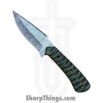 Silverline USA - DM010 - Skinner 9" - Fixed Blade Knife - 1095 HC Damascus Drop Point - Wood - Green
