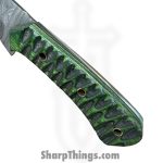 Silverline USA - DM010 - Skinner 9" - Fixed Blade Knife - 1095 HC Damascus Drop Point - Wood - Green - Image 4