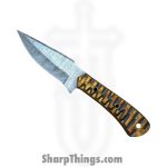 Silverline USA - DM012 - Skinner 9" - Fixed Blade Knife - 1095 HC Damascus Drop Point - Wood - Brown|Black