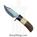 Silverline USA - DM013 - Hunter 10" - Fixed Blade Knife - 1095 HC Damascus Clip Point - Walnut - Brown|White