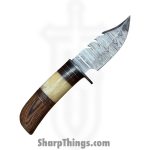 Silverline USA - DM013 - Hunter 10" - Fixed Blade Knife - 1095 HC Damascus Clip Point - Walnut - Brown|White - Image 2