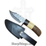 Silverline USA - DM013 - Hunter 10" - Fixed Blade Knife - 1095 HC Damascus Clip Point - Walnut - Brown|White - Image 5