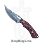Silverline USA - DM024 - Skinner 9" - Fixed Blade Knife - 1095 HC Damascus Trailing Point - Wood - Red|Black