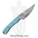 Silverline USA - DM026 - Skinner 7" - Fixed Blade Knife - 1095 HC Damascus Spear Point - Resin - Blue|Black - Image 2