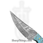Silverline USA - DM026 - Skinner 7" - Fixed Blade Knife - 1095 HC Damascus Spear Point - Resin - Blue|Black - Image 3