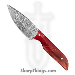 Silverline USA - DM029 - Skinner 6.5" - Fixed Blade Knife - 1095 HC Damascus Clip Point - Resin - Red