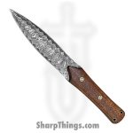 Silverline USA - DM1201 - Dagger 12" - Fixed Blade Knife - 1095 HC Damascus Spear Point - Walnut Wood - Brown