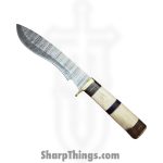 Silverline USA - DM1255 - Hunter 13" - Fixed Blade Knife - 1095 HC Damascus Recurve - Bone - Brown|White