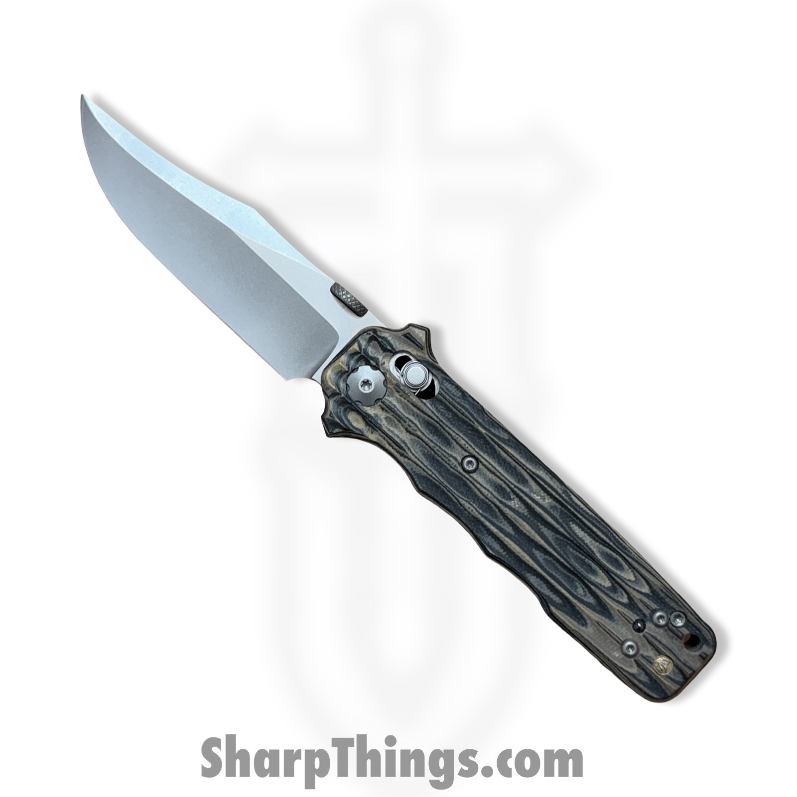 ECKMacVSOG_1.jpg Elishewitz Custom Knives - ECKMacVSOG - Mac V SOG Axis Lock - Folding Knife - S45VN Matte Clip Point - G10 - Burl - Image 1