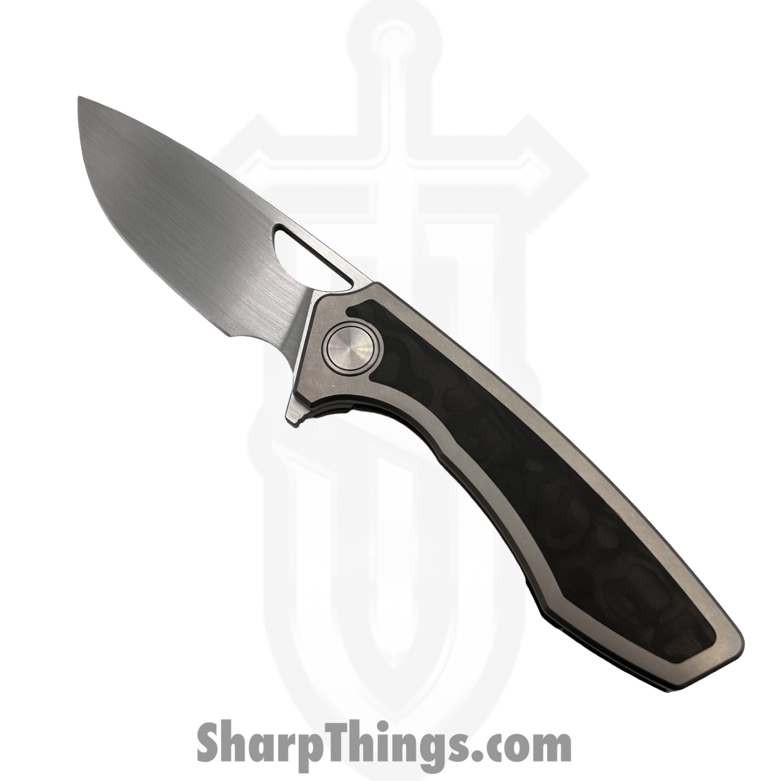 GCSIKKBP_1.jpg Gecko Customz KW - GCSIKKBP - Sikorae V2 - Folding Knife - CPM MagnaCut Satin Drop Point - Titanium Black Pearl Inlay - Silver Black - Image 1