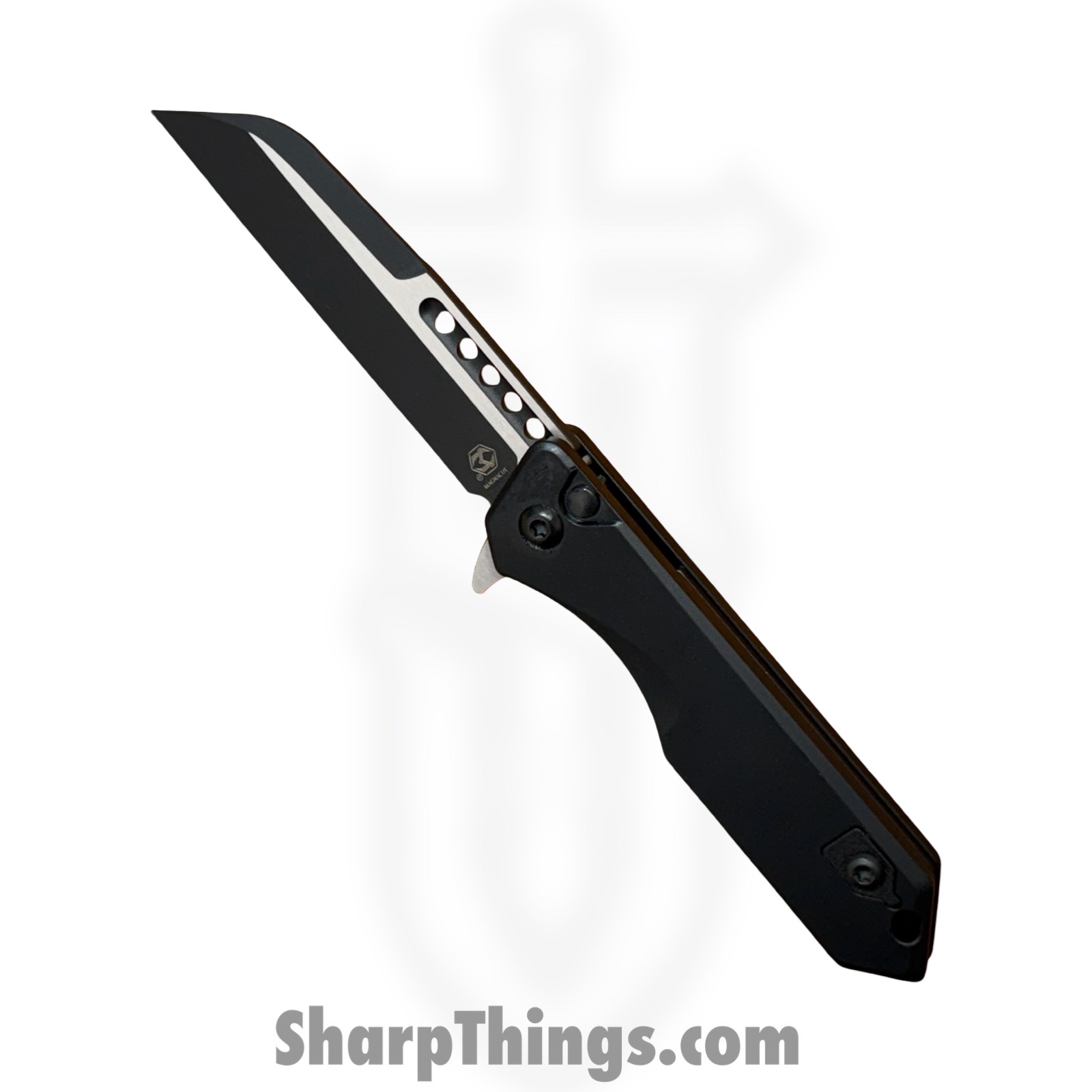 H213-10A-T_1.jpg Heretic Knives - H213-10A-T - Jinn Manual - Folding Knife - CPM MagnaCut Two Tone Wharncliffe - Aluminum - Black - Image 1