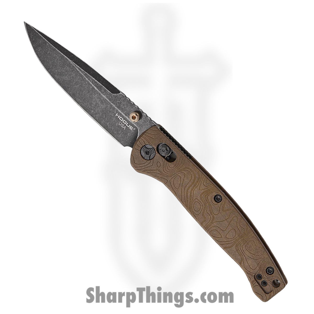 HO24453_1.jpg Hogue Knives - HO24453 - Mysto Earth - Folding Knife - CPM MagnaCut Stonewash Clip Point - Browns Point Richlite - Brown - Image 1
