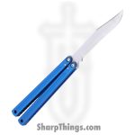 Squid Industries - KRGL-BW-MTBL - Krake Raken V3 Glide Edition - Balisong - AEB-L Satin Bowie - 7075 T6511 Aluminum - Blue - Image 2