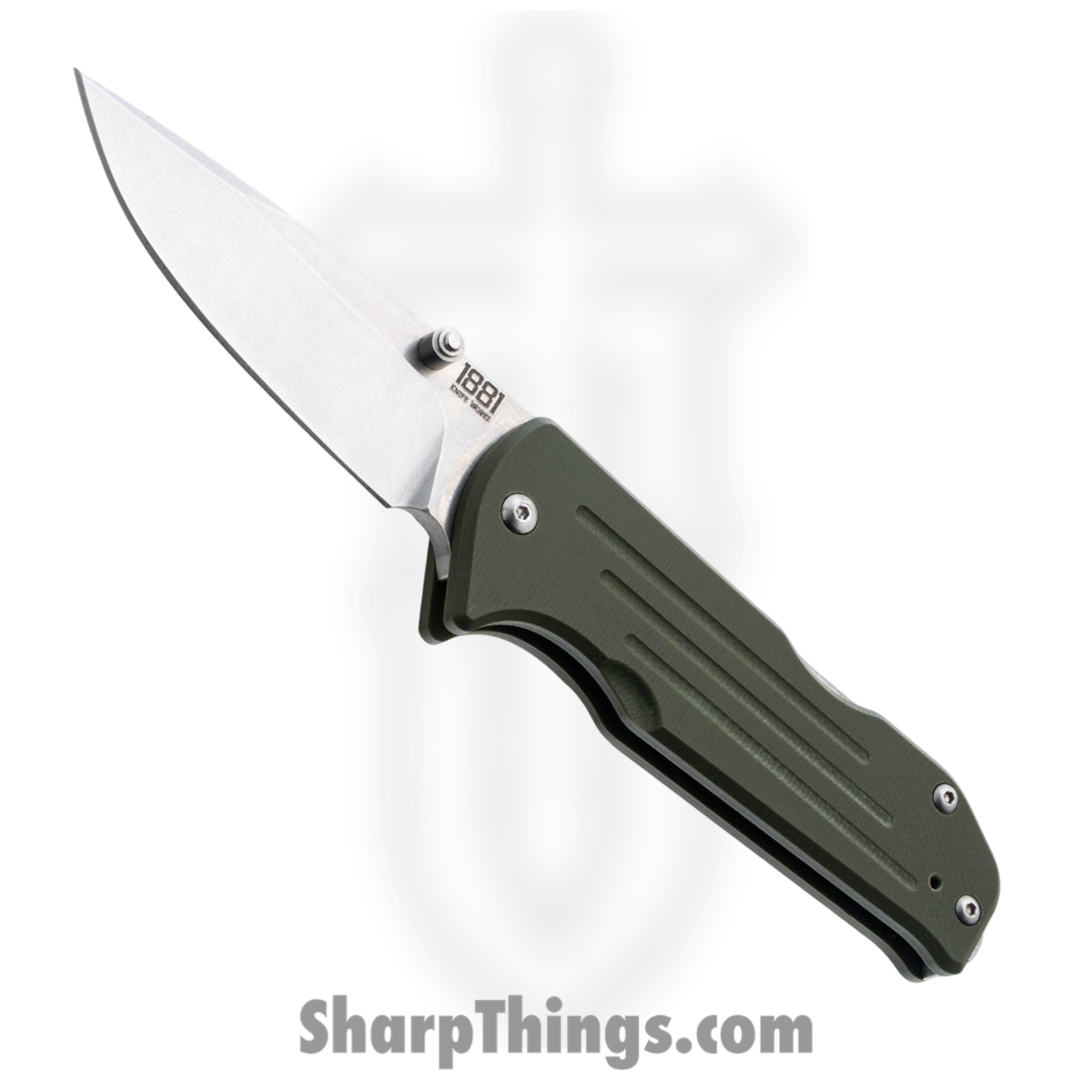 MMS021_1.jpg 1881 Knife Works - MMS021 - Bourbon - Folding Knife - S45VN Tumbled Drop Point - G10 - OD Green - Image 1