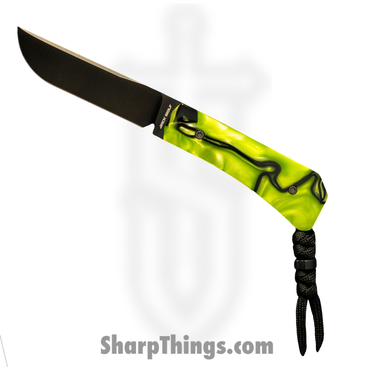 PIONE-FX-01-KIR-TOX-GRN_1.jpg Jack Wolf Knives - PIONE-FX-01-KIR-TOX-GRN - Pioneer FIXedc - Fixed Blade Knife - CPM S90V Coated Drop Point - Kirinite - Toxic Green - Image 1