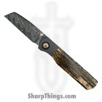 Pena Knives - PenaCustA1022 - Luxe - Folding Knife - 3V Low Layer Core Damascus Tanto - Mammoth - Brown