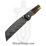 Pena Knives - PenaCustA1022 - Luxe - Folding Knife - 3V Low Layer Core Damascus Tanto - Mammoth - Brown - Image 3