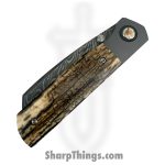 Pena Knives - PenaCustA1022 - Luxe - Folding Knife - 3V Low Layer Core Damascus Tanto - Mammoth - Brown - Image 4