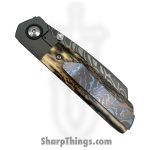 Pena Knives - PenaCustA1022 - Luxe - Folding Knife - 3V Low Layer Core Damascus Tanto - Mammoth - Brown - Image 5