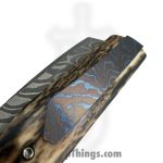 Pena Knives - PenaCustA1022 - Luxe - Folding Knife - 3V Low Layer Core Damascus Tanto - Mammoth - Brown - Image 7