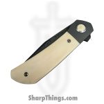 Pena Knives - PenaCustB1022 - La Karla - Folding Knife - Chad Nichols Damascus Clip Point - Mammoth Ivory - White - Image 5