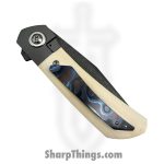 Pena Knives - PenaCustB1022 - La Karla - Folding Knife - Chad Nichols Damascus Clip Point - Mammoth Ivory - White - Image 6