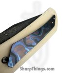 Pena Knives - PenaCustB1022 - La Karla - Folding Knife - Chad Nichols Damascus Clip Point - Mammoth Ivory - White - Image 8