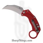 Reate Knives - REA121 - EXO K - Folding Knife - Bohler N690 Stonewash Hawkbill - Aluminum - Red