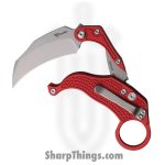 Reate Knives - REA121 - EXO K - Folding Knife - Bohler N690 Stonewash Hawkbill - Aluminum - Red - Image 2
