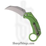 Reate Knives - REA127 - EXO K - Folding Knife - Bohler N690 Stonewash Hawkbill - Aluminum - Green