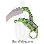 Reate Knives - REA127 - EXO K - Folding Knife - Bohler N690 Stonewash Hawkbill - Aluminum - Green - Image 2