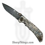 Spartan Blades - SF5GUNFDM - Harsey Custom Ronin Tactics Gun Fighter - Folding Knife - Chad Nichols Damascus Drop Point - Titanium