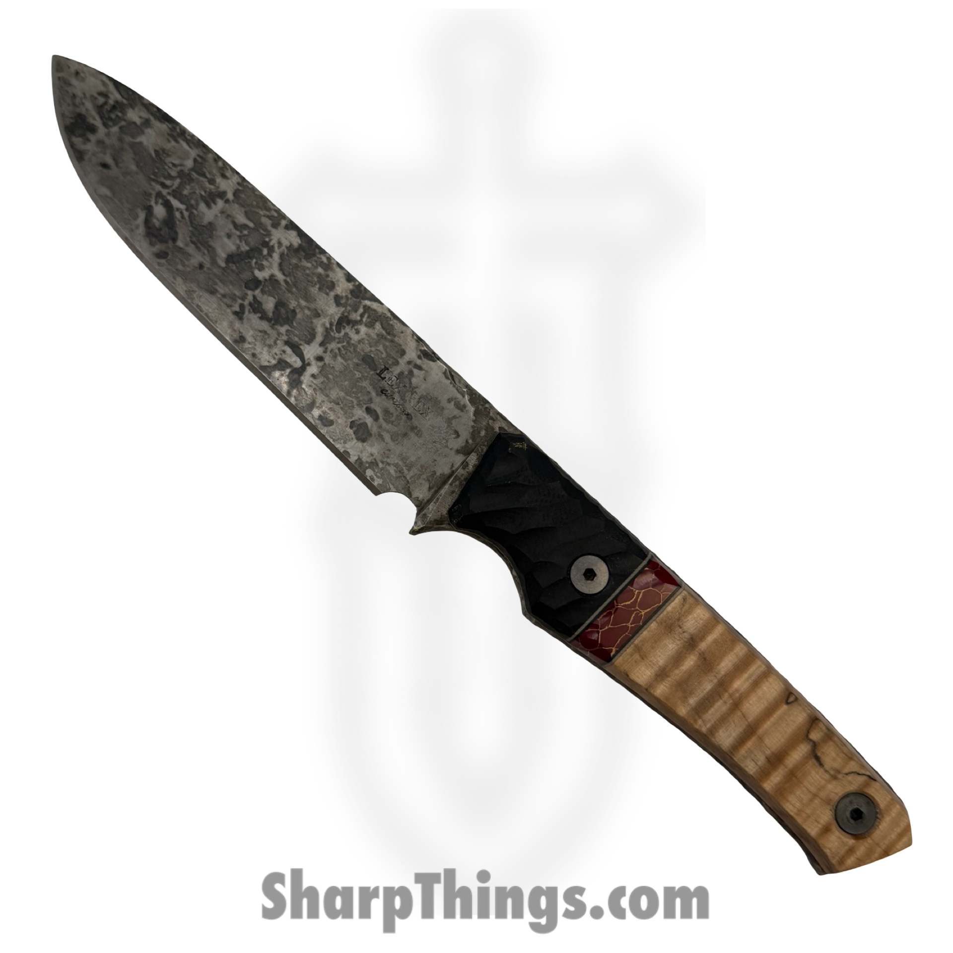 SQ5755537_1.png Lex Rex - SQ5755537 - Crusader - Fixed Blade Knife - 80crv2 Acid Wash Drop Point - Burl Wood - Multi - Image 1