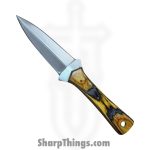 Silverline USA - SS001 - Dagger 9" - Fixed Blade Knife - Stainless Satin DE - Wood - Grey|Yellow