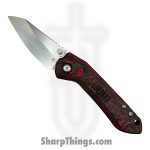 Millit Knives - STEOVSWRDCF - Sharp Things Exclusive Overland Zirblast - Folding Knife - CPM MagnaCut Stonewash Sheepsfoot - Marble Carbon Fiber - Red Black