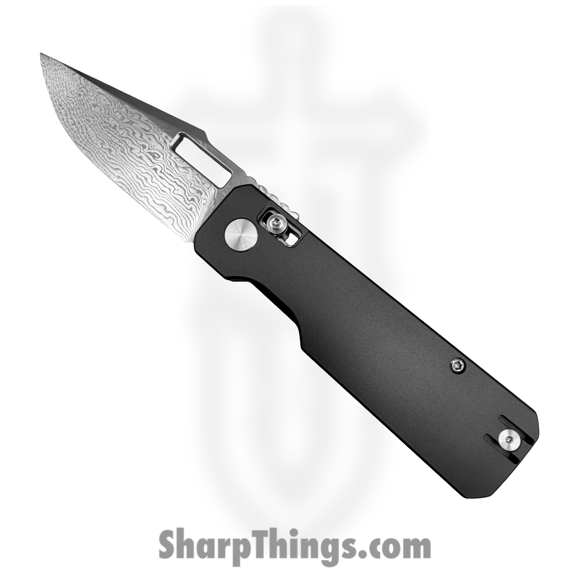 VE-AuGrDMDP_1.png Vero Engineering - VE-AuGrDMDP - Aura - Folding Knife - Damascus Drop Point - Aluminum - Grey - Image 1