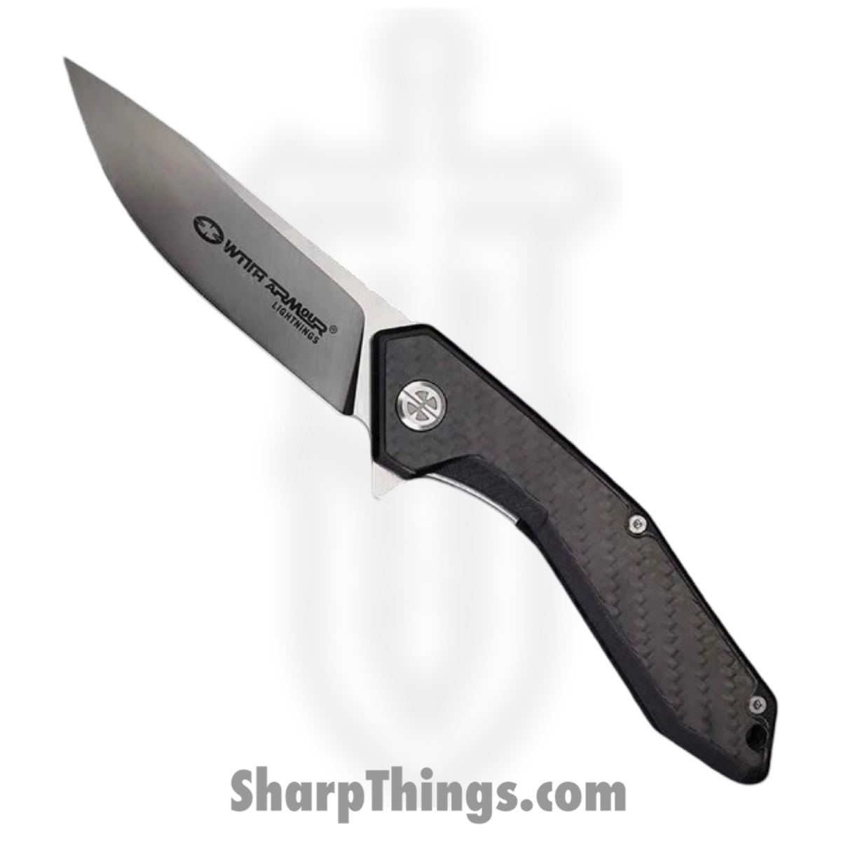 WA-082CFG_1.jpg WithArmour - WA-082CFG - Gent - Folding Knife - D2 Satin Drop Point - G10 CF - Black - Image 1