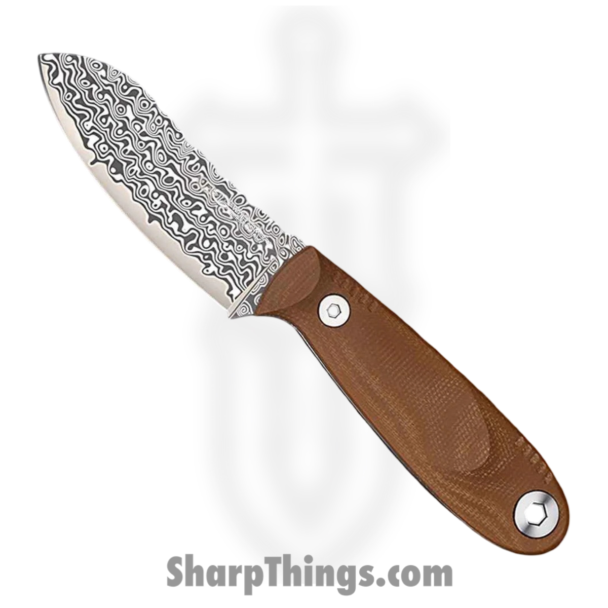 WA079-70MTDM_1.jpg WithArmour - WA079-70MTDM - NessMuk2 - Fixed Blade Knife - Damascus Damascus Nessmuk - Micarta - Tan - Image 1