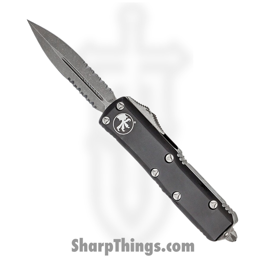 a0e77cd4-2fcb-4d2a-b041-0a386eee819f_232-11AP_1.jpg Microtech - 232-11AP - UTX-85 - OTF Auto - Elmax Apocalyptic Dagger - 6061-T6 Aluminum - Black - Image 1