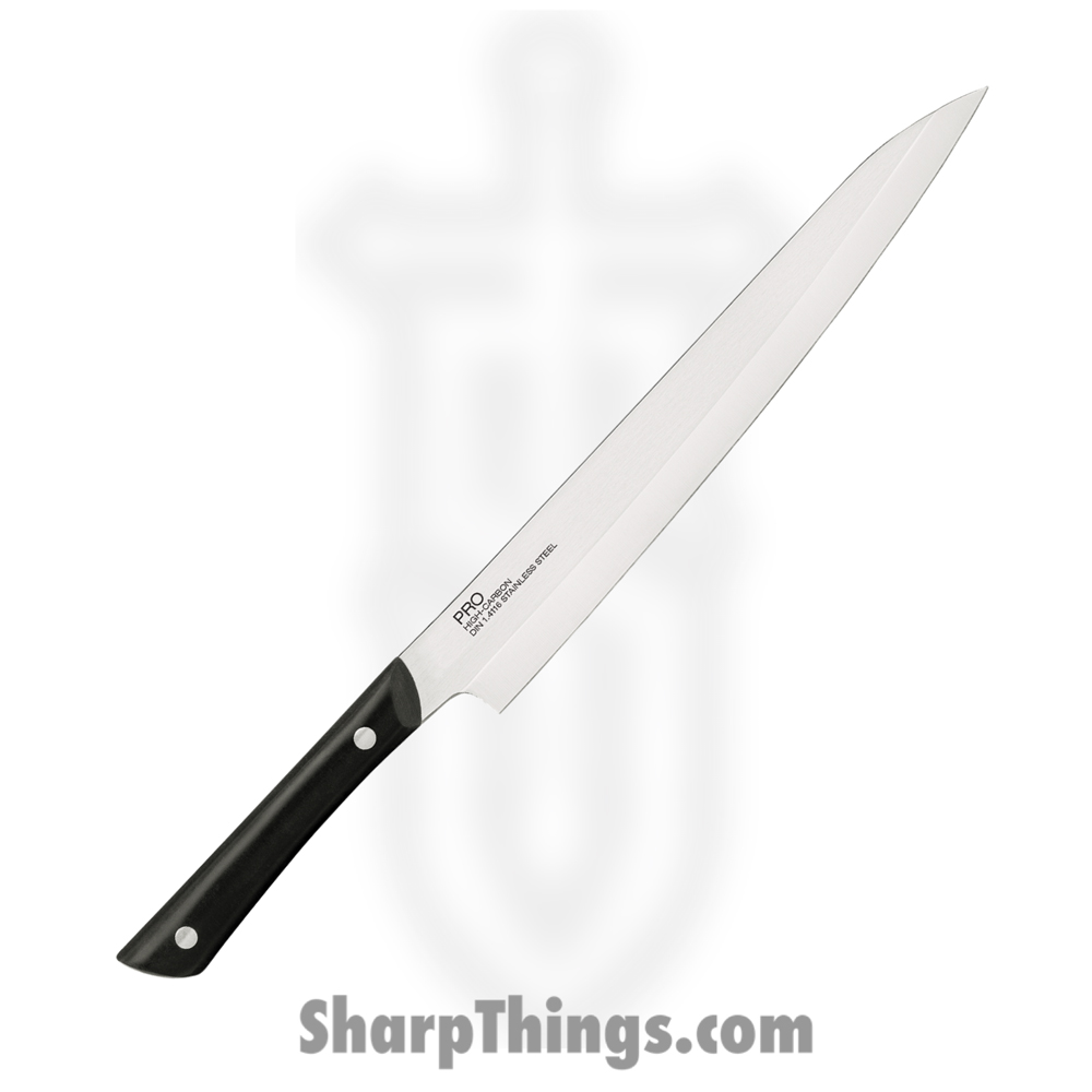 a2329218-1dc0-4f1f-8526-1ef1ab24de1e_HT7087_1.jpg Kai - HT7087 - Pro Yanagiba 9.5" - Fixed Blade Knife - 1.4116 Stainless Satin Drop Point - POM - Black - Image 1