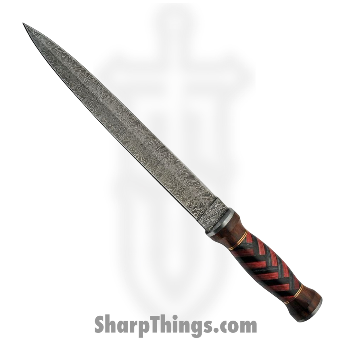 a768442a-5abc-4830-8a06-1a15f37ef487_DM1271_1.jpg Damascus - DM1271 - 18.5 Inch Sword - Fixed Blade Knife - Damascus Spear Point - Wood - Black Red - Image 1
